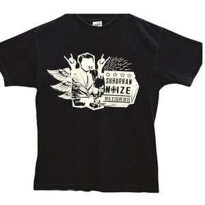 Vintage Suburban Noize Records Label T-shirt Size M Black Punk Rock Recording